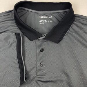 Reebok Golf Shirt Men 4XLT Gray Black Textured Performance Polo Short Sleeve Big